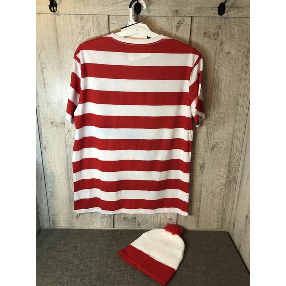 Where's Waldo Adult T Shirt & Beanie Hat Combo Size Large Costume Dress Up - Picture 3 of 4